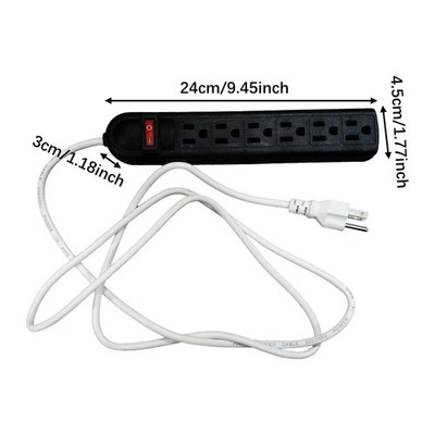 6 Outlet Power Strip US Plug Multi Socket Extension Switch Home Office