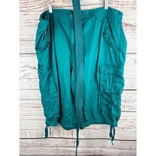 Mens Y2K PJ Mark Teal Green Cargo Shorts Baggy Streetwear Belted Cotton Size 44