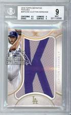 Clayton Kershaw 2018 Definitive Nameplate Letter Patch Card #DVNC-CKE 1/1 BGS 9