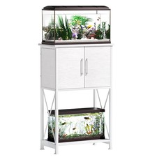 5-10 Gallon Metal Aquarium Stand with Cabinet, 500LBS Capacity, White