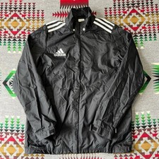 adidas Youth Core 11 Rain Jacket Full Zip Hooded Windbreaker Black Size XL B9