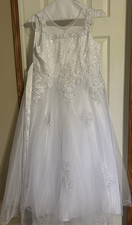 White Lace  Tulle Girls Formal Dress Size 16 - Flower Girl First Communion