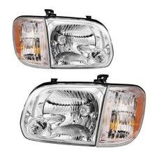 Headlight Assembly, Chrome Headlights Compatible with 2005-2006 Tundra Crew