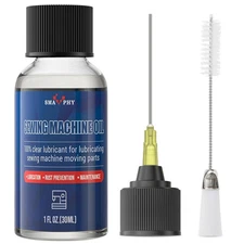 Ultimate Sewing Machine Oil with Needle tip and Dual-Ended Brush Clear Machin...