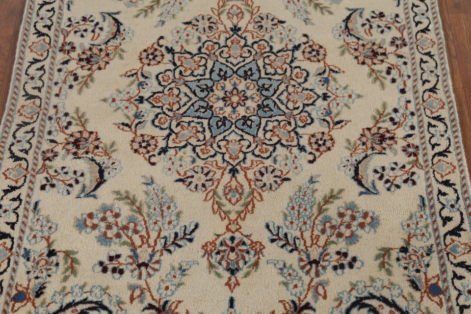 Alfombra floral/paisley marfil acento 3x4 hecha a mano lana tradicional alfombra vintage Foto 4 de 4