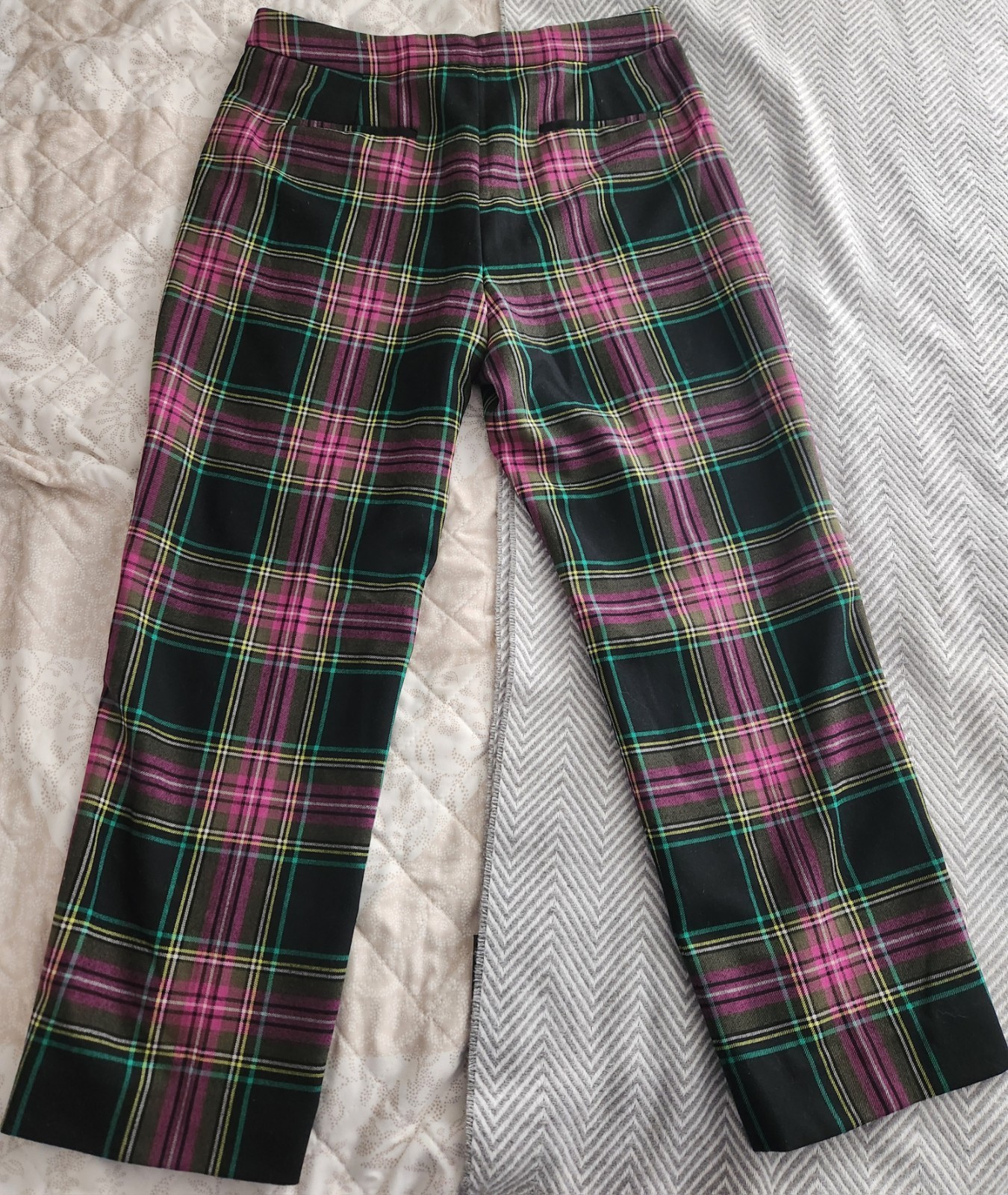 J Crew Kate Straight Leg Wool Blend Plaid Pants Size 12  NWT