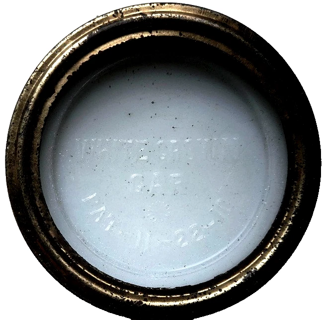 12 ANTIGUAS tapas de tarro de albañil corona blanca con insertos de vidrio de leche - caja original, 1910 Foto 3 de 4