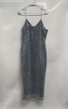 Open Edit Womens Gray Sequin Spaghetti Strap Bodycon Dress Size L With Tags