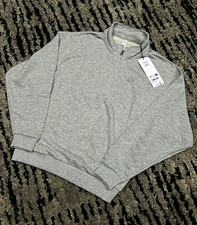 Alo Yoga Accolade Men's 1/4 Zip Mock Neck Fleece Pullover Sweatshirt Gray M