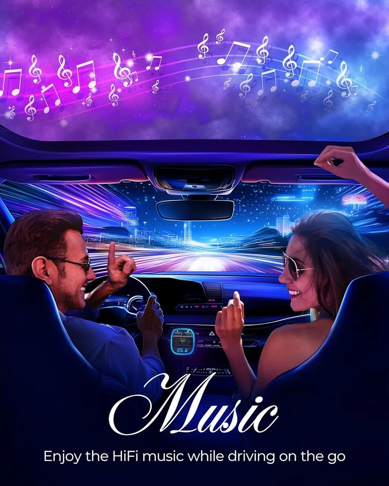 bluetooth auto fm transmitter lencent radio adapter musik mit pd für v5 30w qc3 - Bild 2 von 4