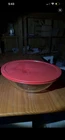 Pyrex Clear Glass 4 Qt. 3.8 L Mixing/Storage Bowl with Red Lid #326 Preowned.