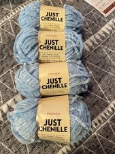 Lot of 4 Premier Just Chenille Yarn - Super bulky 6 light blue