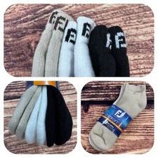 NWT FootJoy Comfortsof  LOW CUT Socks White Tan Black 7-12 3 Pair Mens Golf