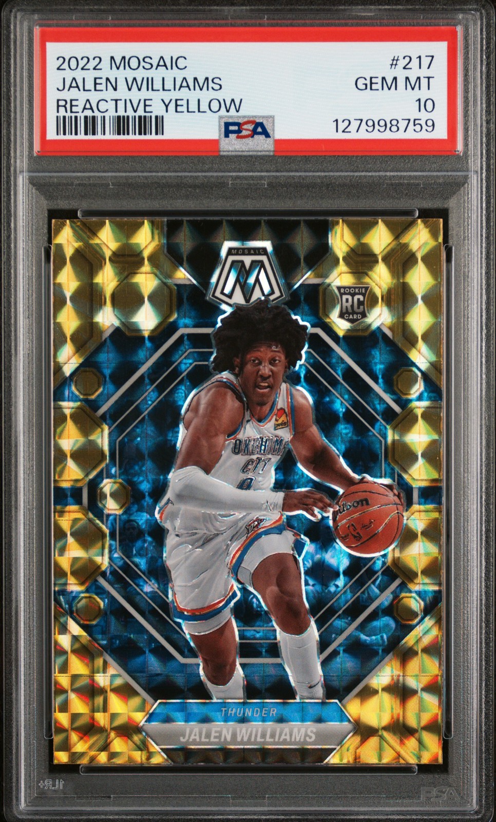 2022 PANINI JALEN WILLIAMS MOSAIC REACTIVE YELLOW #217 PSA 10