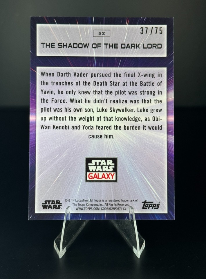 2022 Topps Star Wars Galaxy - Shadow of the Dark Lord Darth Vader /75 ...