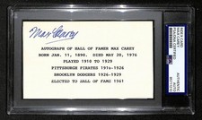Max Carey HOF Signed/Autographed 3x5 Index Card PSA/DNA Pirates BA204641