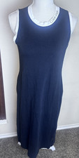 Calvin Klein Black Tank Dress stretchy Cotton Sleeveless Midi Size M Logo collar