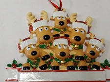 PolarX reindeer ornament, Family of 6, personalized, can add names for you, 5" L
