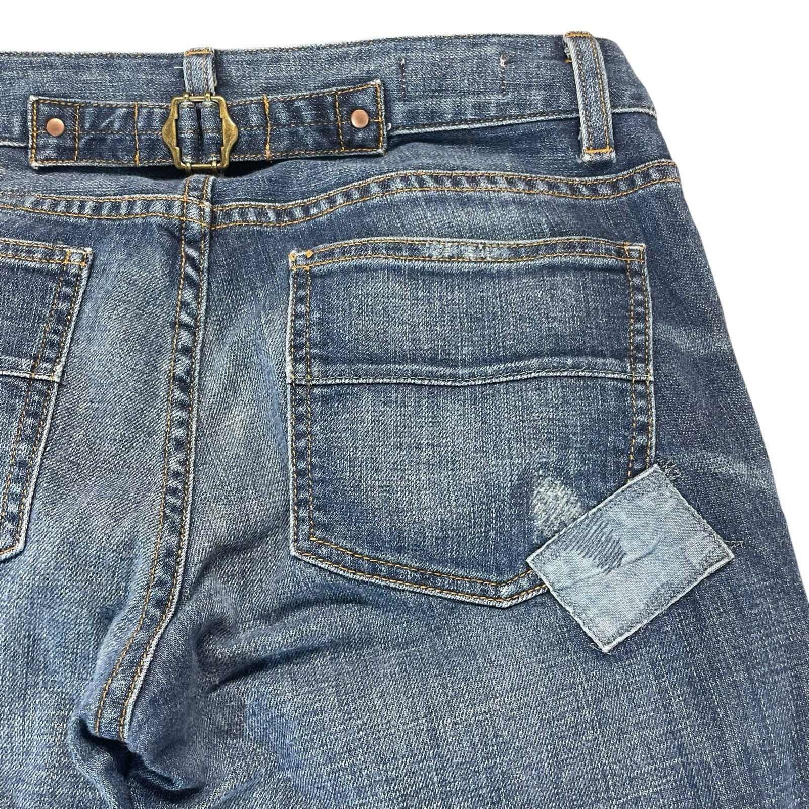 GAP 1969 Easy Straight Distressed Patchwork Blue … - image 11