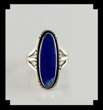 Handcrafted Sterling Silver and Lapis Lazuli Ring Size 8