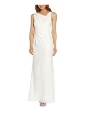 ADRIANNA PAPELL Womens White Mesh Back Lined Sleeveless Formal Gown Dress 0