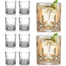 "Double Old Fashioned Glasses  Markham Scotch Whiskey Crystal Set of 8