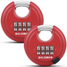 Outdoor Combination Padlock - 4 Digit Heavy Duty Disc Lock with Hardened Shac...