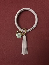 Round Faux Leather Key Ring Bracelet With Tassel. Lavender Color. New With Tag
