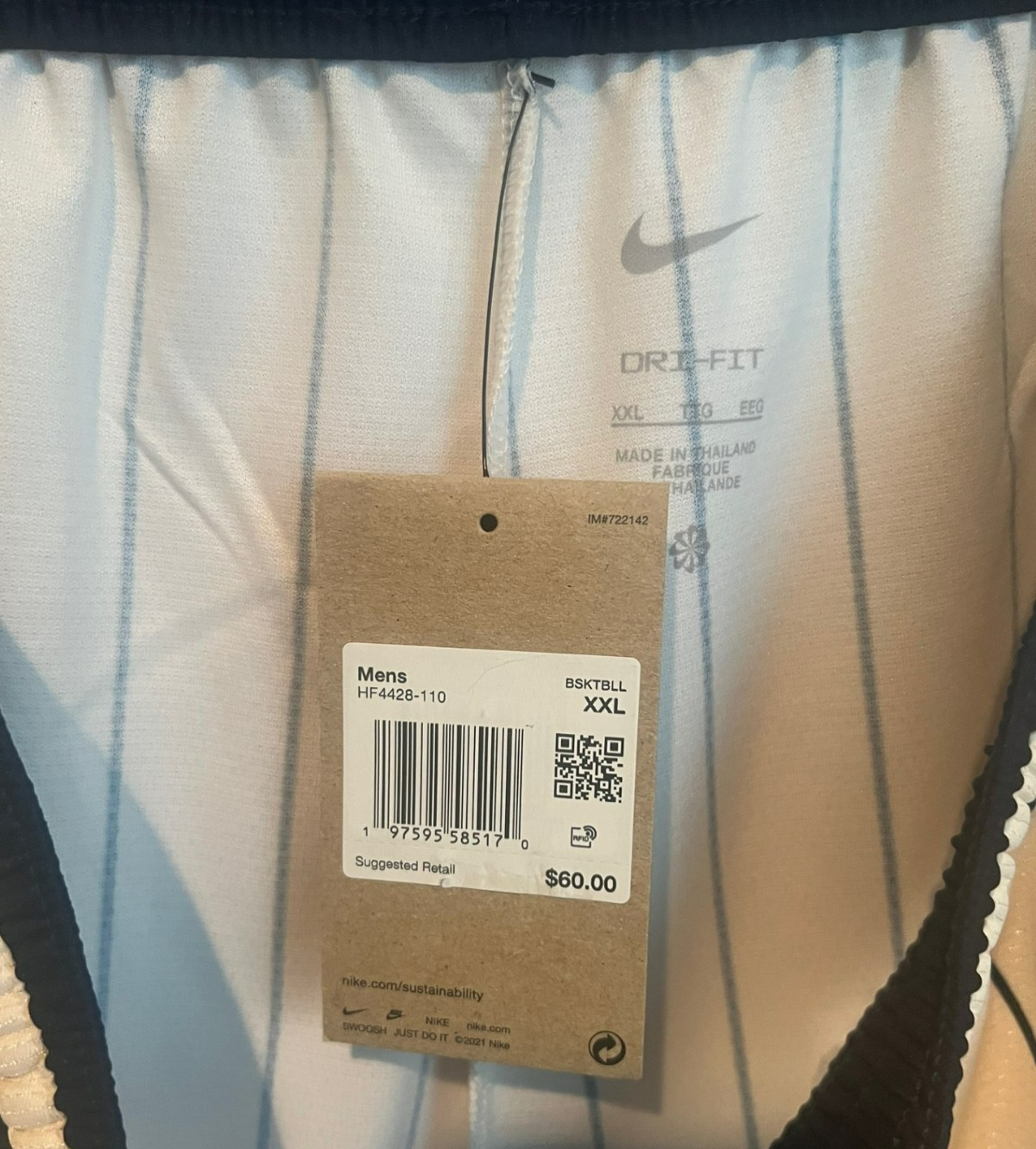OFF WHITE X NIKE Pantaloncini da basket Nike Dri Fit DNA 6" pollici avorio marina taglia XXL