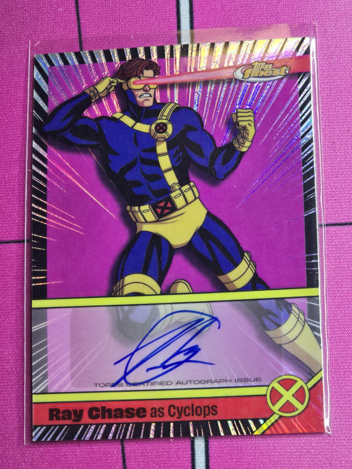 Cyclops 2024 Topps Finest X-Men '97 Refractor Auto Signed Ray Chase SSP # VA-RC