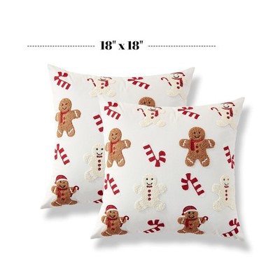 Sonive 2er Set Weihnachts-Kissenbezüge 45x45cm Lebkuchen &