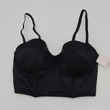 Auden Black Longline Padded Corset Bra Underwire Adjustable Straps Size M NEW