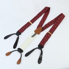 TRAFALGAR RED LEAF JAQUARD WEAVE SILK TWILL ALLIGATOR LEATHER KEEPER SUSPENDERS