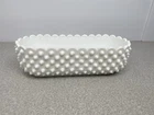 Hobnail Milk Glass Scalloped Rim Oblong Serving Dish / Planter 10" Vintage