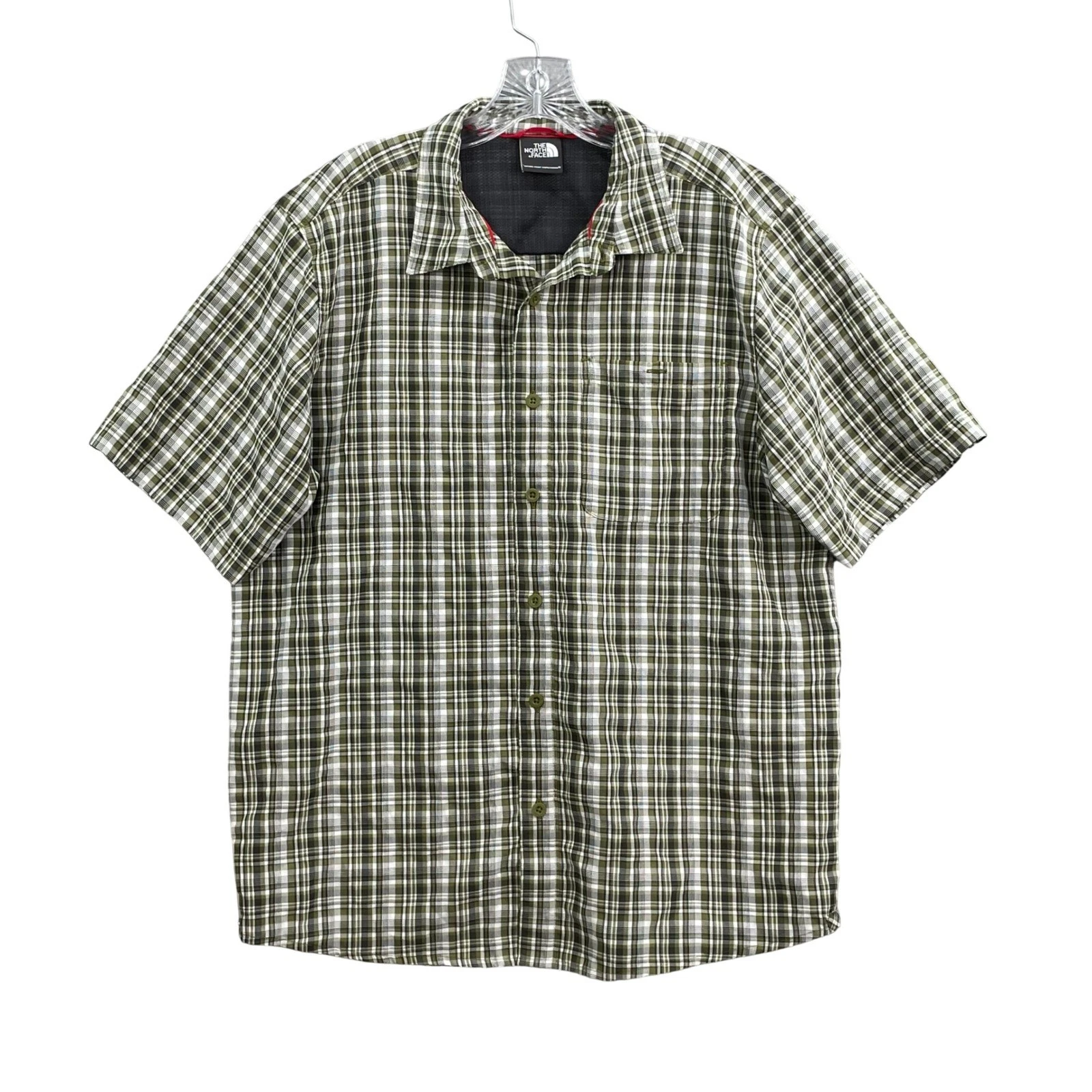 The North Face Shirt Mens Large Green Plaid Short Sleeve Hiking Gorpcore Camping