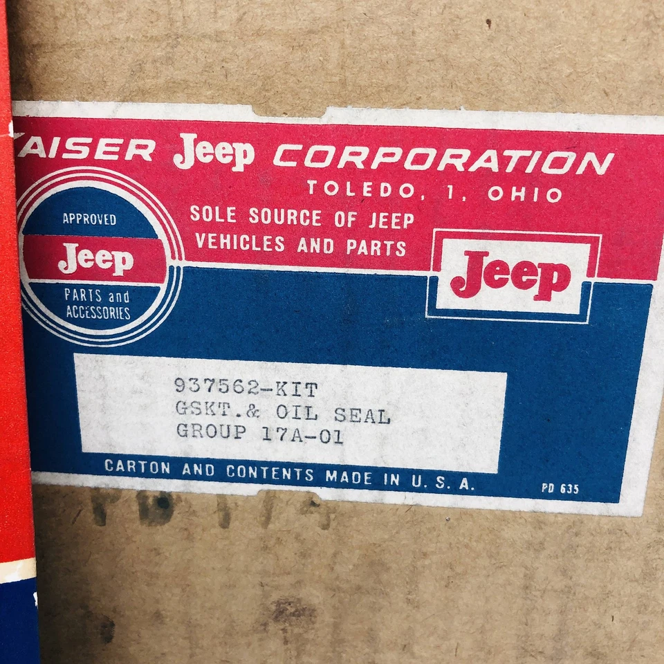 Kaiser Jeep 937562 Gasket and Oil Seal Kit Group 17A-01 OEM New Old Stock NOS Foto 2 de 4