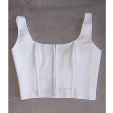 Women s White Solid Corset Top, Size L, Lace-Up Closure Bustier Corset