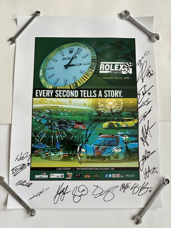 2015 Rolex 24 Daytona Autographed Signed Poster 18x24