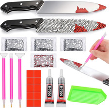 2Pcs Halloween Knife Prop, Plastic Fake Knife for Costume DIY