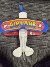 Vintage Plastic Trigger Propeller Bi-Plane Toy Made In USA