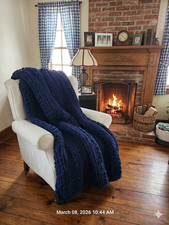 Beautiful soft navy blue chunky throw
