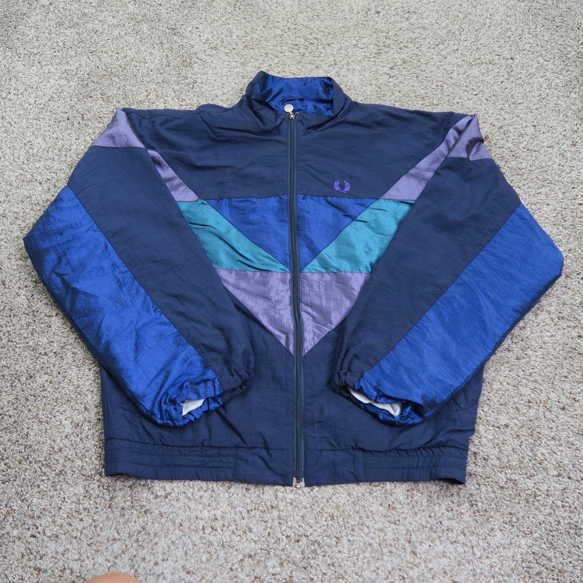 Vintage Fred Perry Jacket Mens Medium Blue Purple Full Zip