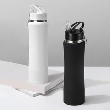 750ml Straw Thermal Bottle Double-layer Stainless Steel Sports Water Bottle