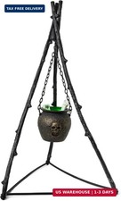 Halloween Witch Cauldron Outdoor Decorations with Tripod, Color-Changing LED Lig