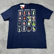 Super Mario Bros Characters T-Shirt Men's Size XL Dark Blue Nintendo NEW