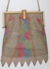 1920's Antique Flapper Purse Painted Mesh Evening Handbag Made in Germany