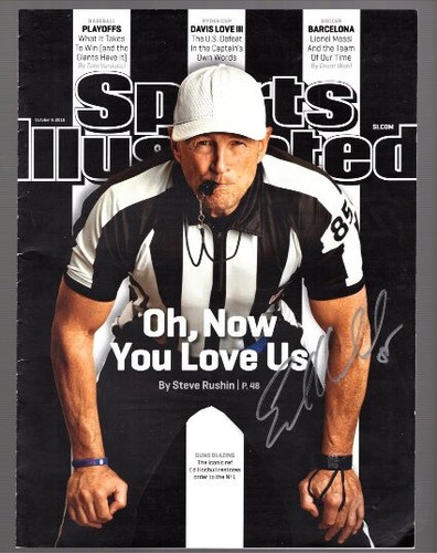 MAGAZINE ED HOCHULI SIGNÉ À LA MAIN 7x10 + COA SI COUVERTURE EXCELLENT ARBITRE NFL     - Photo 1/2