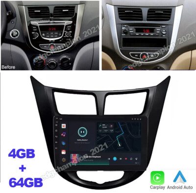 4+64GB Android 13 CarPlay Car Stereo Radio GPS For Hyundai Accent Solaris Verna