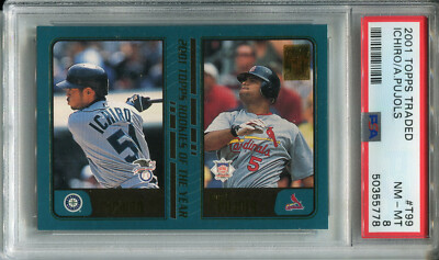 2001 Topps Albert Pujols Ichiro RC PSA8
