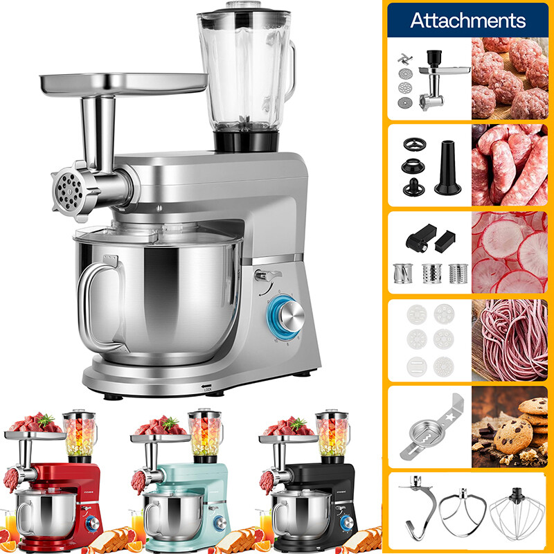 6-in-1 Stand Mixer with 8.5Qt Bowl 10-Speed Meat Grinder Juice Blender Pasta Maker and Slicer-image